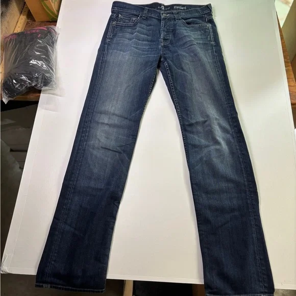 7 For All Mankind Dark Blue Straight Jeans men’s size 31x34 - Picture 1 of 7
